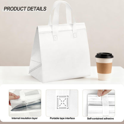 SAMORADREA 120 Pcs Insulated Take Out Bags Bulk in Thermal Insulation Lunch Bag for Hot Cold Food Coffee Milk Tea BBQ or Wedding Birthday Catering Restaurant Grocery Picnic Donation Gift Bag