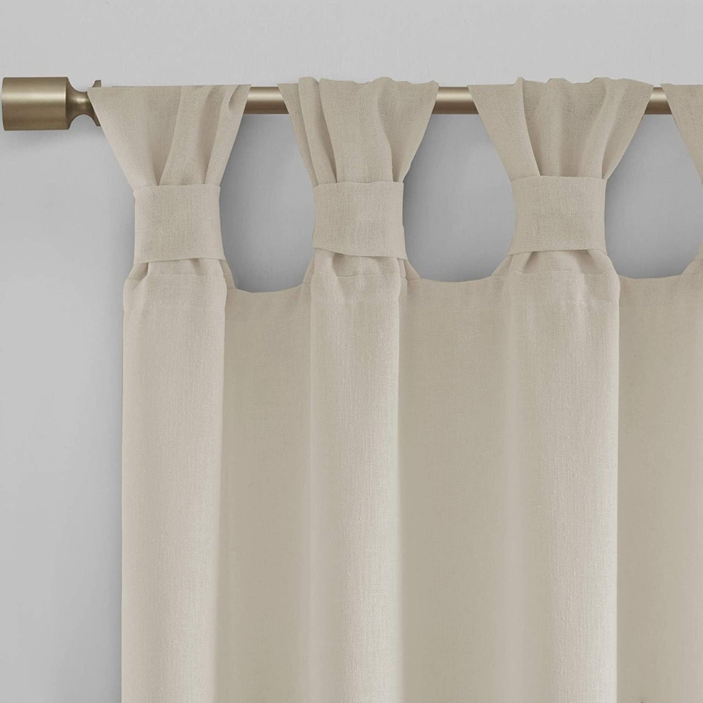 Madison Park Rosette Floral Embellished Cuff Tab Top Solid Sheer Curtain Panel Drape for Bedroom, 50"x84"