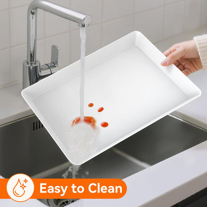 SmartTrends 6-Pack Serving Tray for Parties, Serving Platter in 3 Sizes for Entertaining, Food Display, Plastic Trays for Cookies, Stackable Rectangular Platters for Family(White)