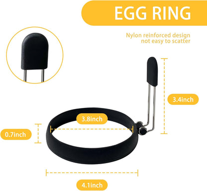 YOLCAR 4 Pack Nonstick Upgraded Silicone Egg Rings, Leak-proof Liquid Egg Bite Mold for Frying Eggs and Breakfast