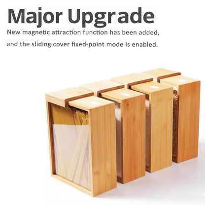 MAGIC BAMBOO Dry Food Dispenser 2L, Bamboo Food Dispenser – Airtight Kitchen Storage Container for Cereal, Rice, Flour, and Snacks – Pantry Organizer for Easy Dispensing and Freshness