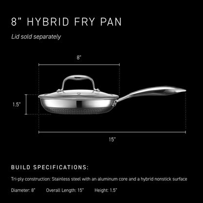HexClad Hybrid Nonstick 8-Inch Frying Pan, Stay-Cool Handle, Dishwasher-Friendly, Oven-Safe Up to 900°F, Induction Ready, Compatible with All Cooktops