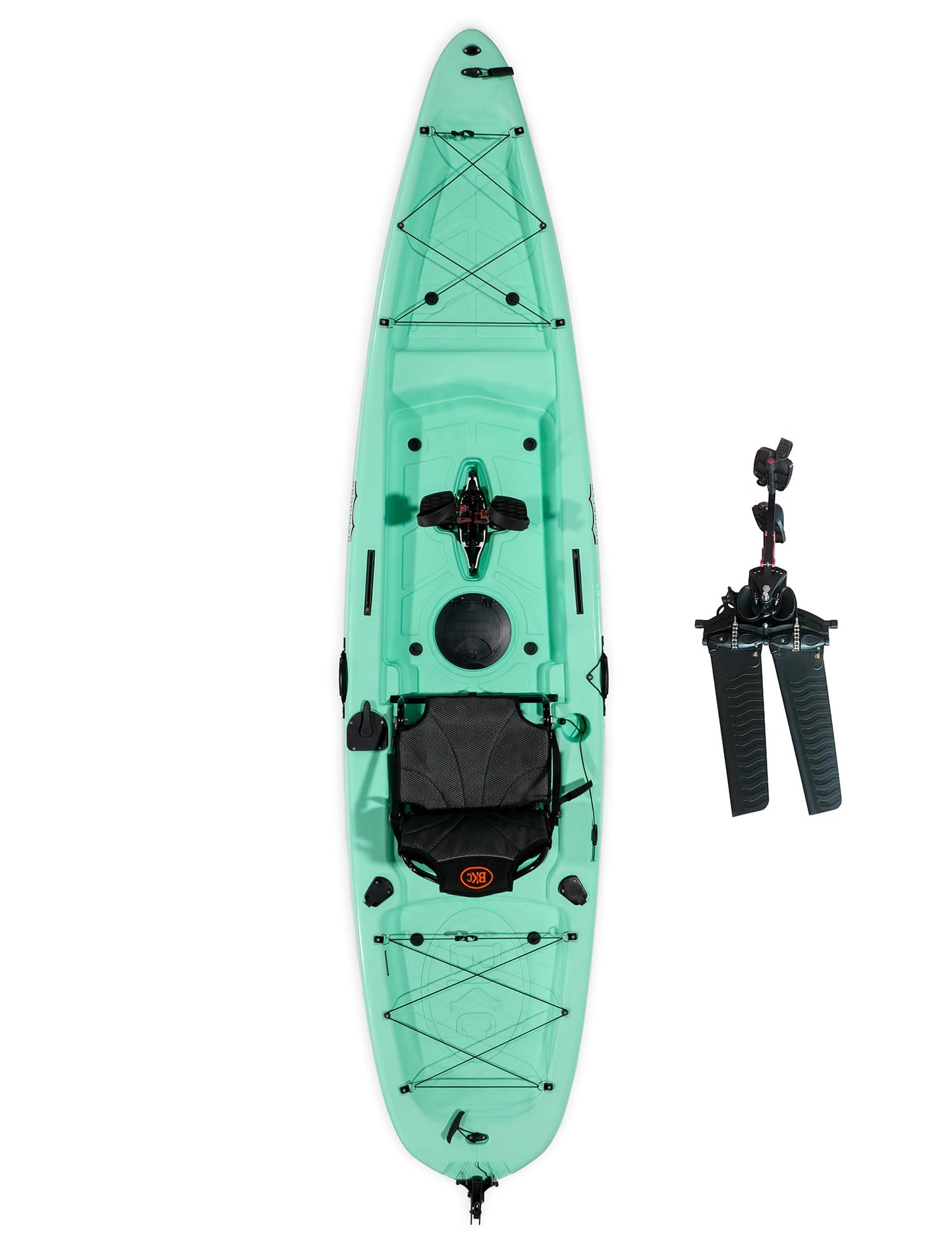 Upgraded Brooklyn 12.0 Single Pedal Kayak by BKC, Lightweight 12-Foot Sit-On-Top Pedal-Drive Kayak with Rudder, Stable Fishing & Touring Design, 440 lb Capacity, Storage Hatches