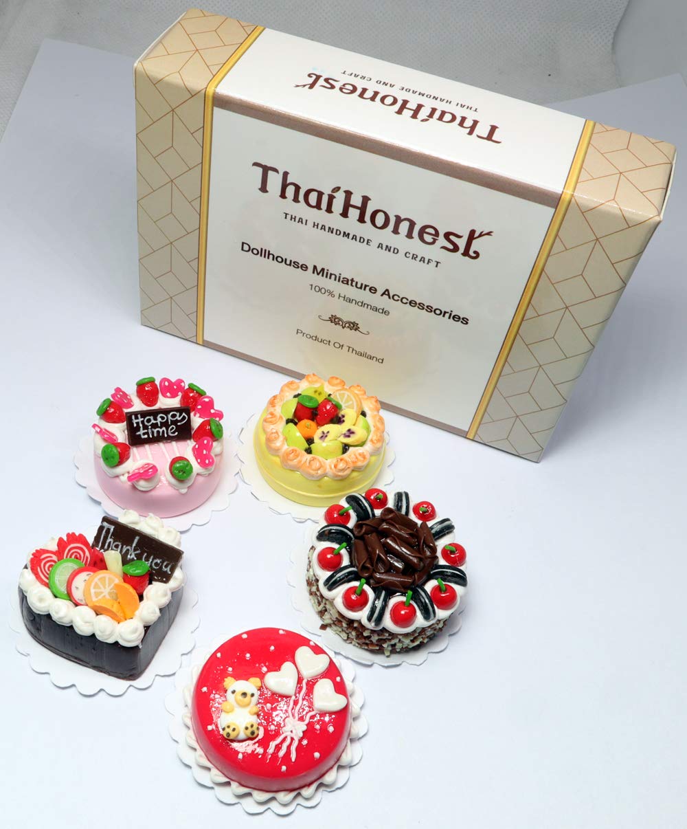 Lovely Mixed 5 Assorted Cake Dollhouse Miniature Food,Tiny Food