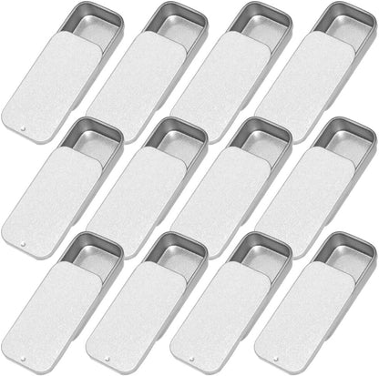 Hemoton 20pcs Rectangular Slide Top Tinplate Box, Sliding Cover Push-Pull Tin Box for Candies Jewelry Crafts Lip Balm