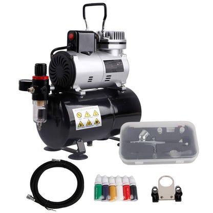 Timbertech ABPST08K Airbrush Compressor Complete Set with Upgraded Cooling Fan and Airbrush Accessories for Airbrushing Hobby, Body Tattoo, Model Painting, Automotive Graphic, Make-up(110-120V)