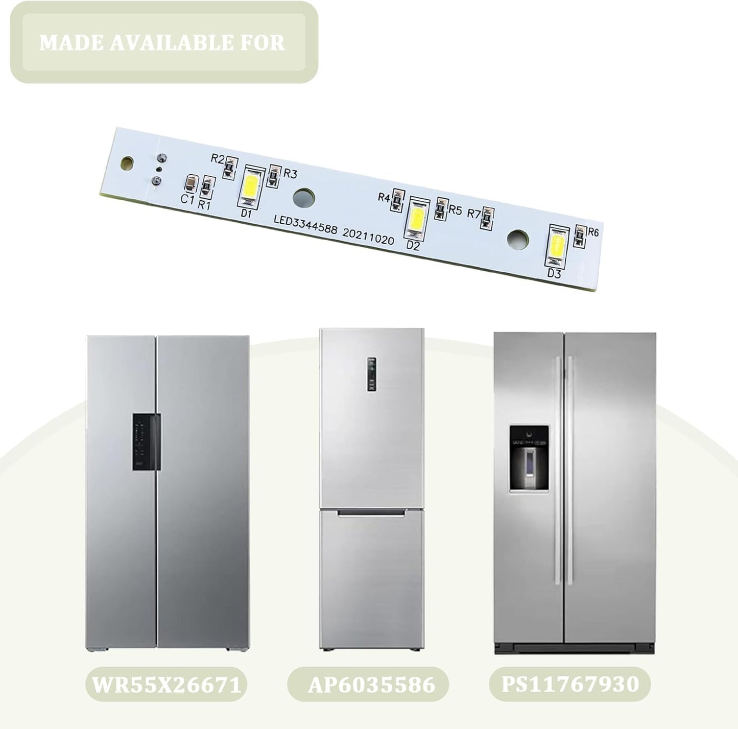 WR55X26671 LED Light Board for GE Refrigerator, 5 Pcs