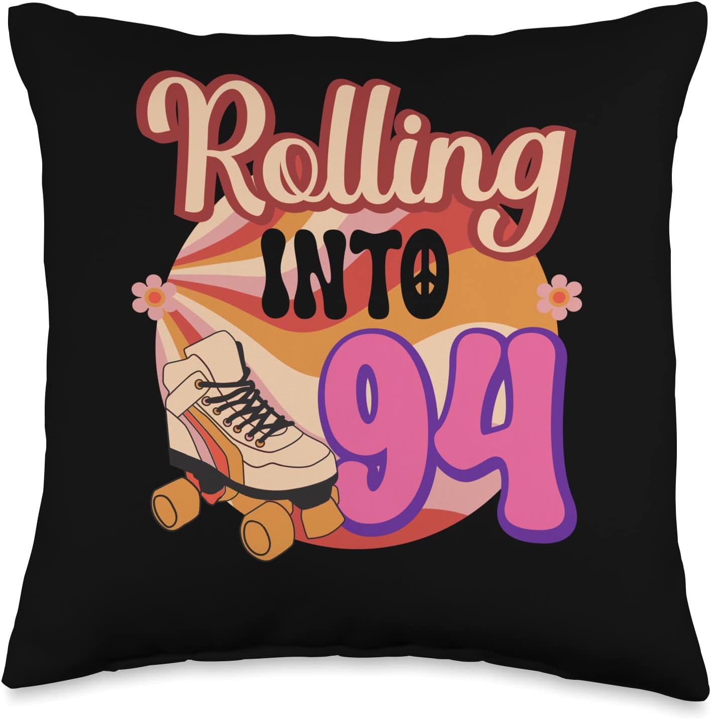 In-line Skates Towards 1932 Throw Pillow, 16x16, Multicolor.