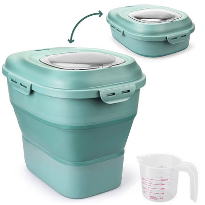 Viretec Cereal Rice Storage Containers, 20 to 50Lbs Collapsible Dry Food Dispenser Bins with Airtight Flip Lid Rolling Wheel, Kitchen Pantry to Store Sugar Flour, Dog Pet Cat Food Holder Container