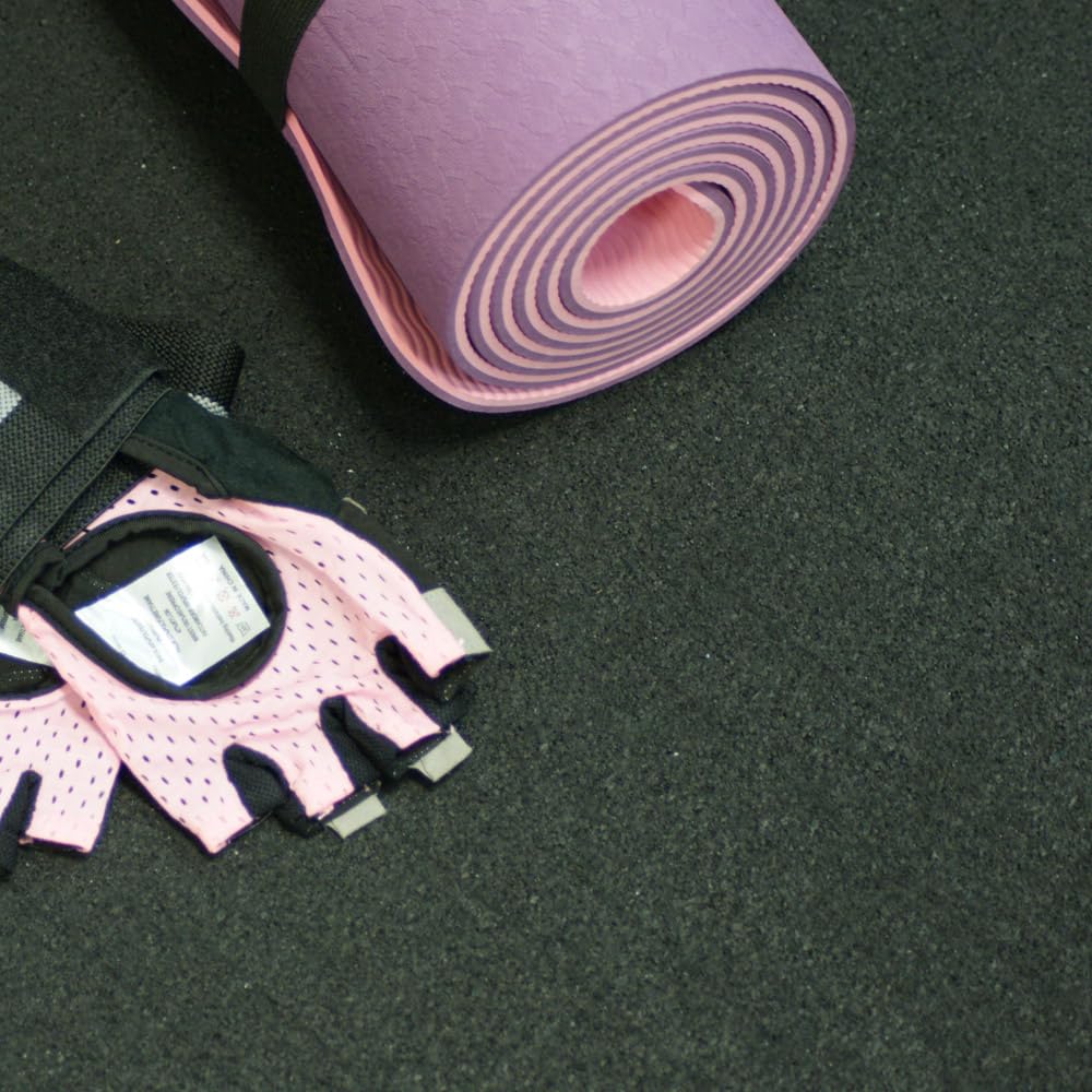 Rubber-Cal ReUz Rubber Flooring Rolls - 3mm x 48" x 30ft - Black