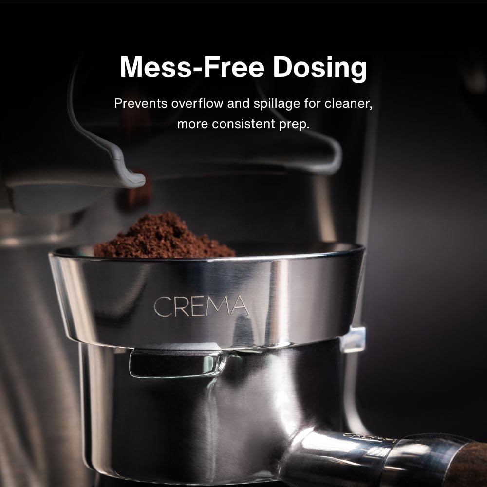 Crema Coffee Products 54mm Dosing Funnel, Compatible with 54mm Breville Portafilter, Durable Stainless Steel
