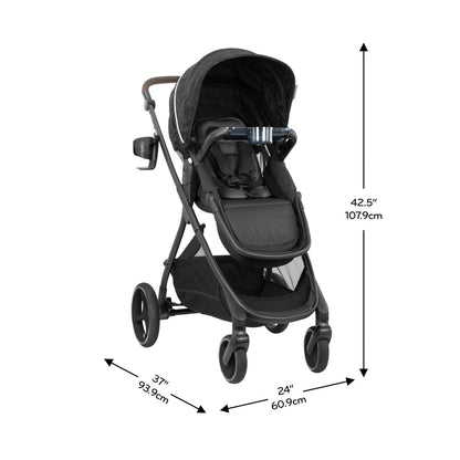 Evenflo Shyft Intuiti+ Travel System Featuring Revolve180 LiteMax™ NXT Rotating Rear-Facing Lightweight Preemie and Infant Car Seat with SensorySoothe 3-30 lbs. (Dubhan Black)
