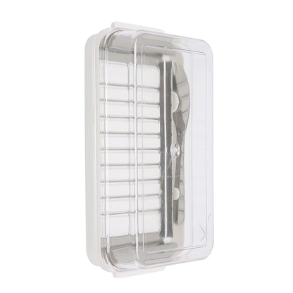Yosoo Health Gear Butter Slicer Butter Cutter Box Stainless Steel Butter Slicer Cutter Dish, Cheese Storage Container with Transparent Cover for Kitchen, 7.5x4.1x1.6in Easy Cutting Butter Box Case