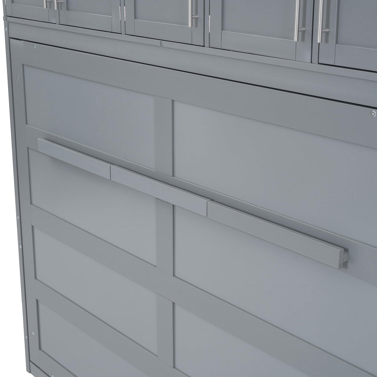 Ball & Cast Queen Size Murphy Bed Wall Cabinet Bedframe,can be Folded,Hideaway Chest with Top Storage Lockers,Wood Platform Furniture for Guest Room,Study,Office,Gray