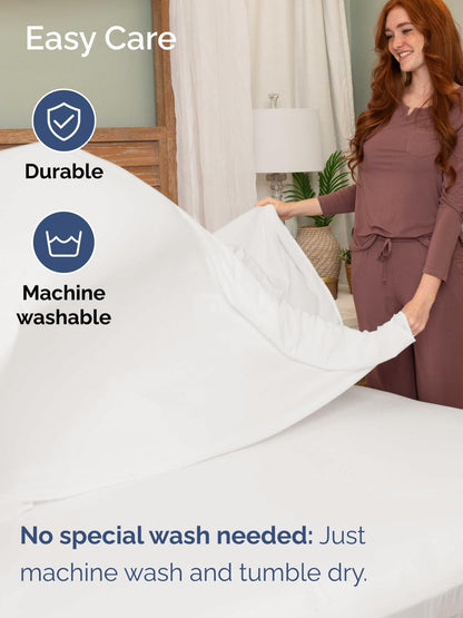Skiennix Extra Deep Cal King Sheet Set - 6-Piece Breathable Cooling Bedding - Luxury Soft & Wrinkle-Free - Antique White
