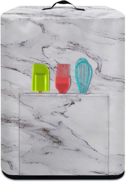 Air Fryer Cover, Insulated Dust Protection Kitchen Appliance Cover with Front Pockets and Top Handle, White Marble Gift