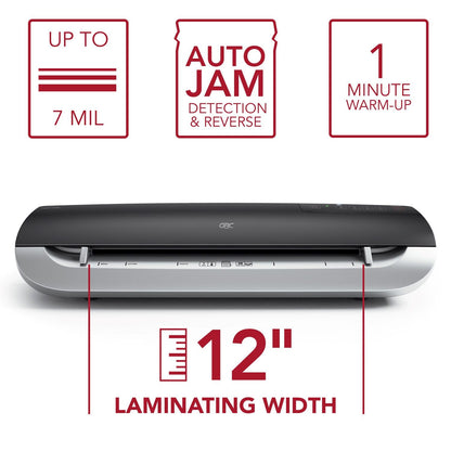 GBC Thermal Laminator Machine, Fusion 3100L, 12 Inch, 1 Min Warm-up, 3-7 Mil, with 30 EZUse Laminating Pouches for Home, Office and Classroom, Black (1703076)
