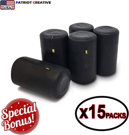 Quadra Bottles 8.5 Oz - 15 Sets of Premium Glass Square Bottles with Leak Proof Airtight Caps, Black