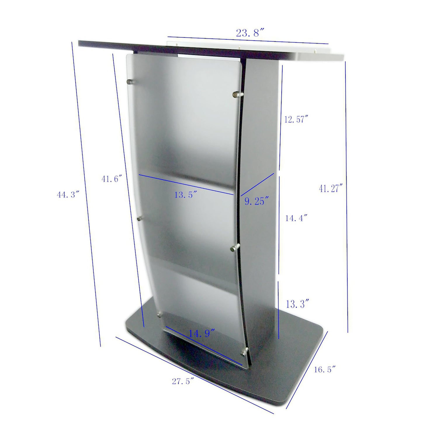 FixtureDisplays® 44.3" Tall Podium for Floor, Curved Frosted Front Acrylic Panel - Dark Grey 19658-GREY-NEW-NPF