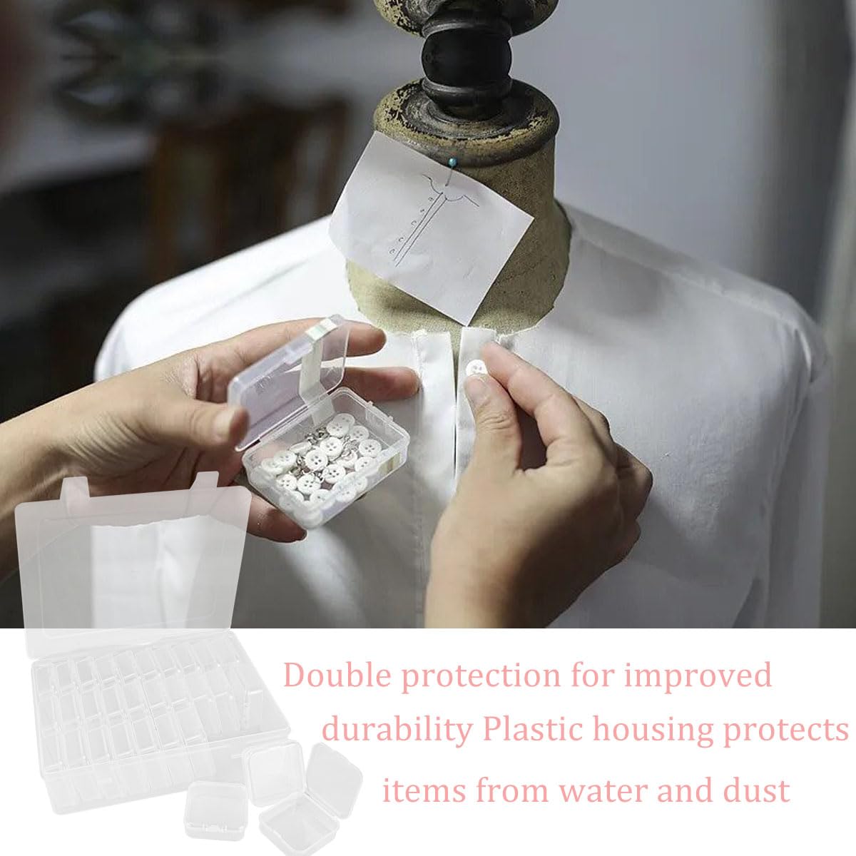 Qicfrk Bead Storage, 62 Pcs Mini Clear Diamond Painting Storage Boxe Plastic Bead Storage Containers with Hinged Lids Seed Bead Storage for Tiny Mill Hill Beads, Bracelet Making, Diamond, Small Parts
