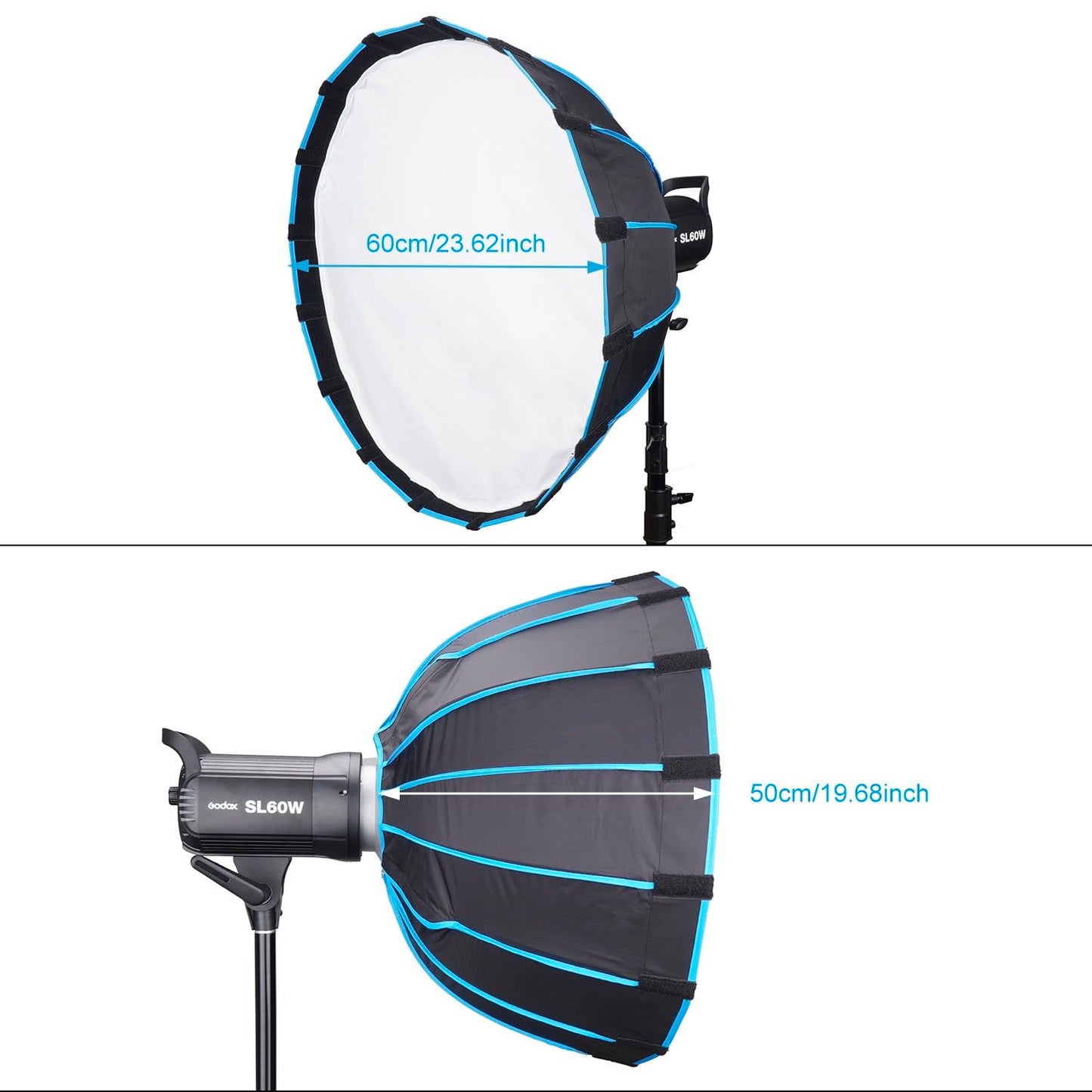 Godox SL-60W Kit with Softbox and 2.8M Stainless Steel Light Stand LED Video Light 5600K Studio Continuous Lamp Bowens Mount Wirelessly Adjust Photo Lights for YouTube, Wedding, Outdoor Shooting