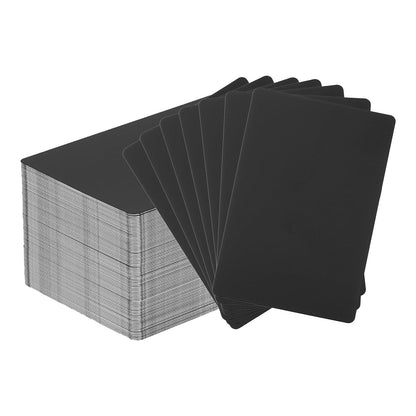 DEFANEX 200pcs Metal Business Cards Aluminum Laser Engraving Blanks Name Card (0.4mm Thickness, Matte Black) - Multipurpose Personalized, for CNC Laser Engraver DIY Printing House Office