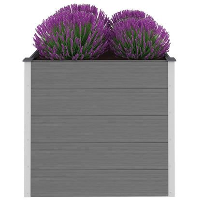 Foknhdi 39.4 x 39.4 x 35.8 in Grey Raised Garden Bed Outdoor, Large Square WPC Planter Box with Aluminum Frame for Patio, Balcony, Yard Herb & Vegetable Growing