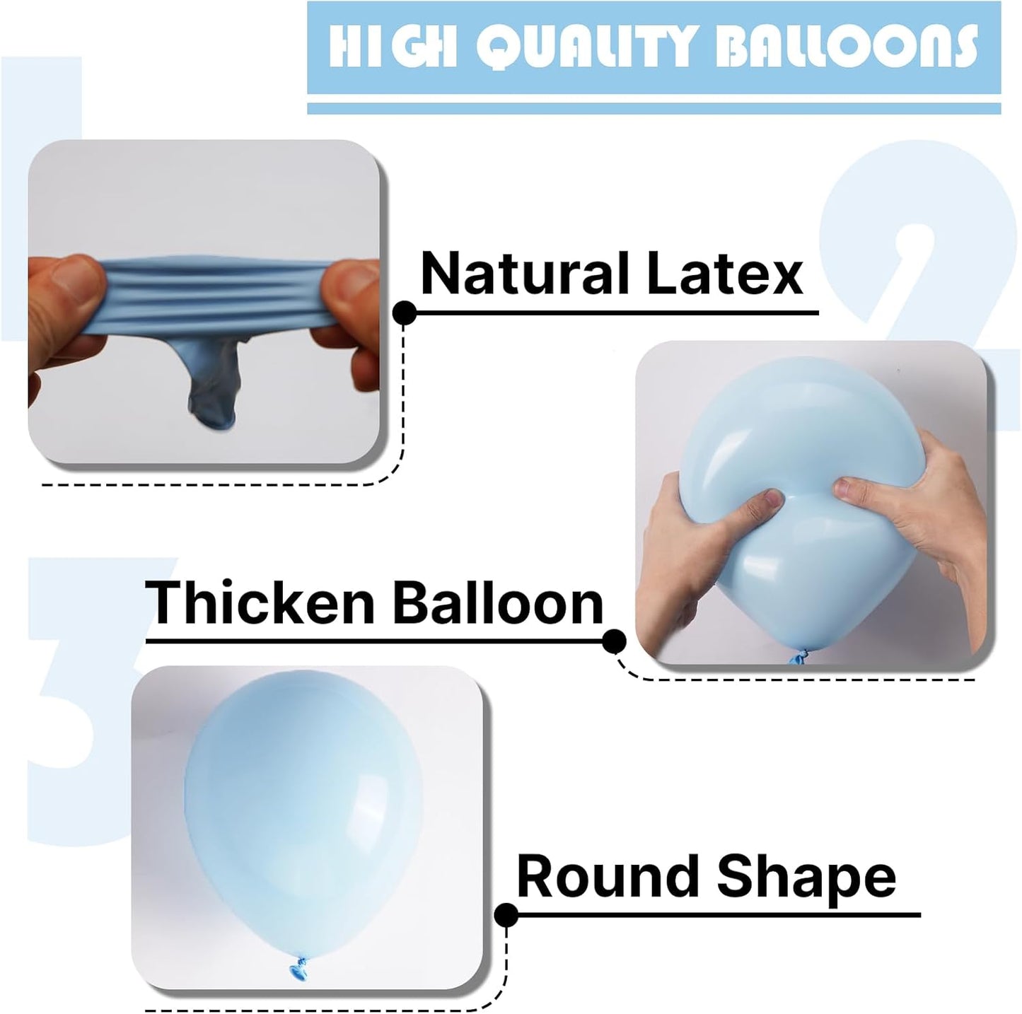 PartyWoo Baby Blue Balloon Arch Kit - 127pcs in Various Sizes for Graduation, Baby Shower & Gender Reveal Decor