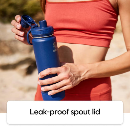 Takeya Actives Water Bottle with Spout Lid - Bottle with Double Stainless Steel Insulation - Dishwasher Safe & BPA-Free - Bottle with Spout Lid & Removable Bumper - 24 oz, Mystic Blue