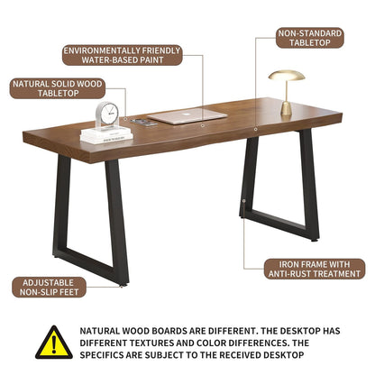 jmzx store Solid Wood Rustic Style 55.1-inch Computer Desk - Large Office Desk for Home Office, Modern and Simple Design, Ideal for Dining,Study, Writing (blackv, 55.12 * 27.56 * 29.53)