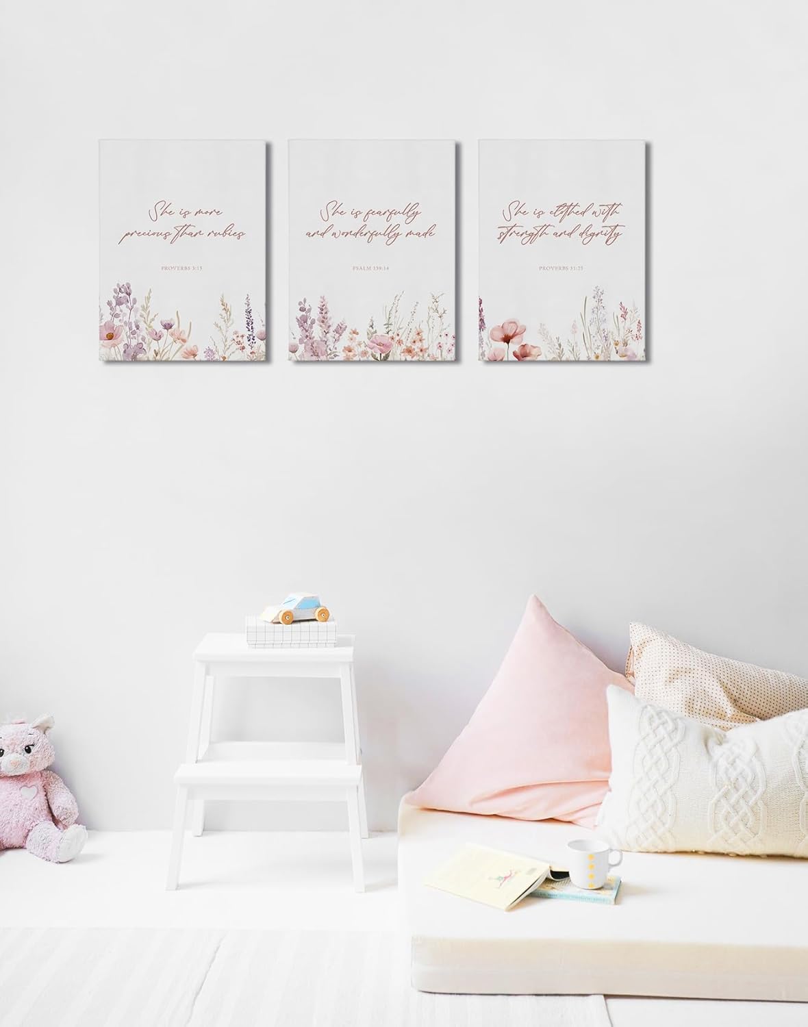 11x14 BIWSHA Baby Girl Nursery Decor, Wildflower Nursery Wall Art Decor, Girls Christian Flower Floral Wall Art