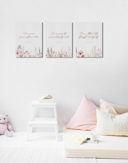 11x14 BIWSHA Baby Girl Nursery Decor, Wildflower Nursery Wall Art Decor, Girls Christian Flower Floral Wall Art