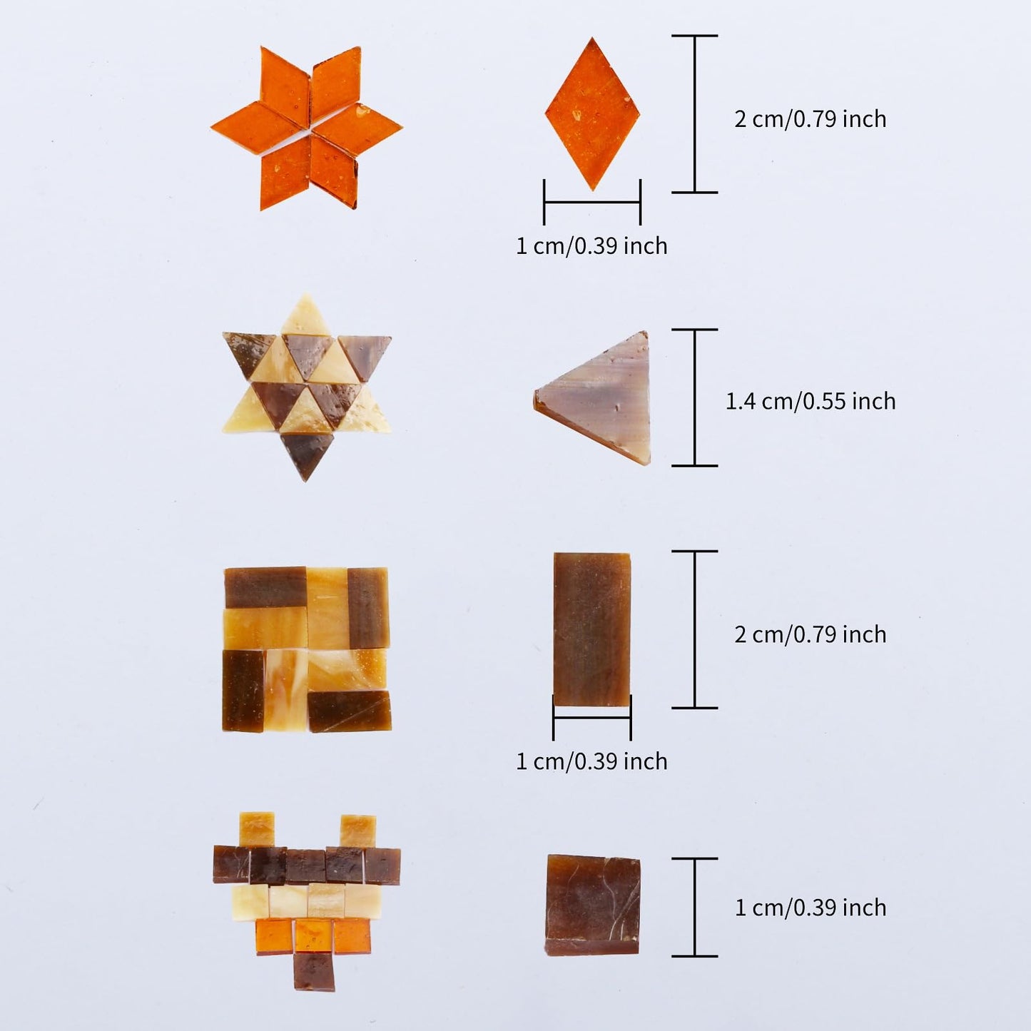 4 Shapes Mixed Glass Mosaic Tiles,Square+Diamond+Triangle+Rectangle 220 PCS Stained Glass Mosaic Pieces for Handmade Art Crafts and Home Decoration (White)