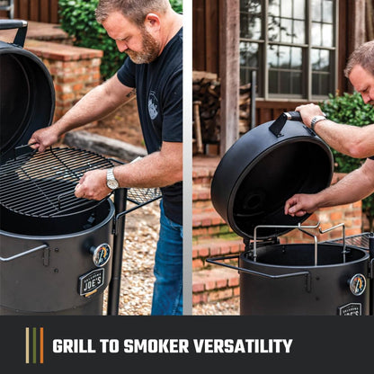 Oklahoma Joe's Bronco Pro 21.5 in. Heavy Duty Charcoal Drum Smoker and Grill with 366 sq. in. Cooking Area in Black