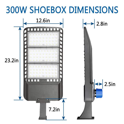 ledmo 300W LED Parking Lot Lights with Adjustable Arm Mount Dusk-to-Dawn Photocell Sensor Outdoor Commercial Area Lighting 36000LM 5000K IP65 LED Street Flood Security Light for Shop|Yard|Roadways