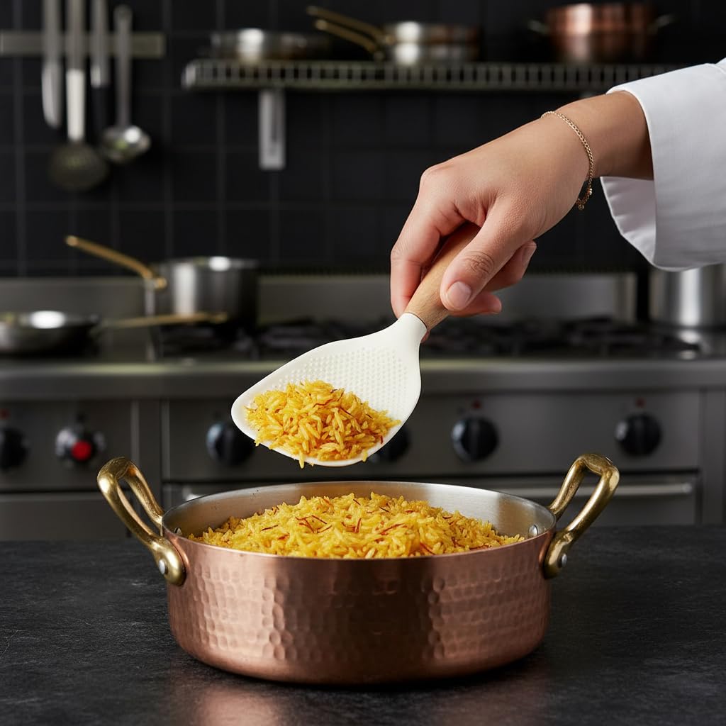 1Pc Standing Silicone Rice Spoon Paddle, Rice and Potato Servers,Household Rice Shovel Heat Resistant Anti-scalding Rice Scooper, Serving Spoons（White）