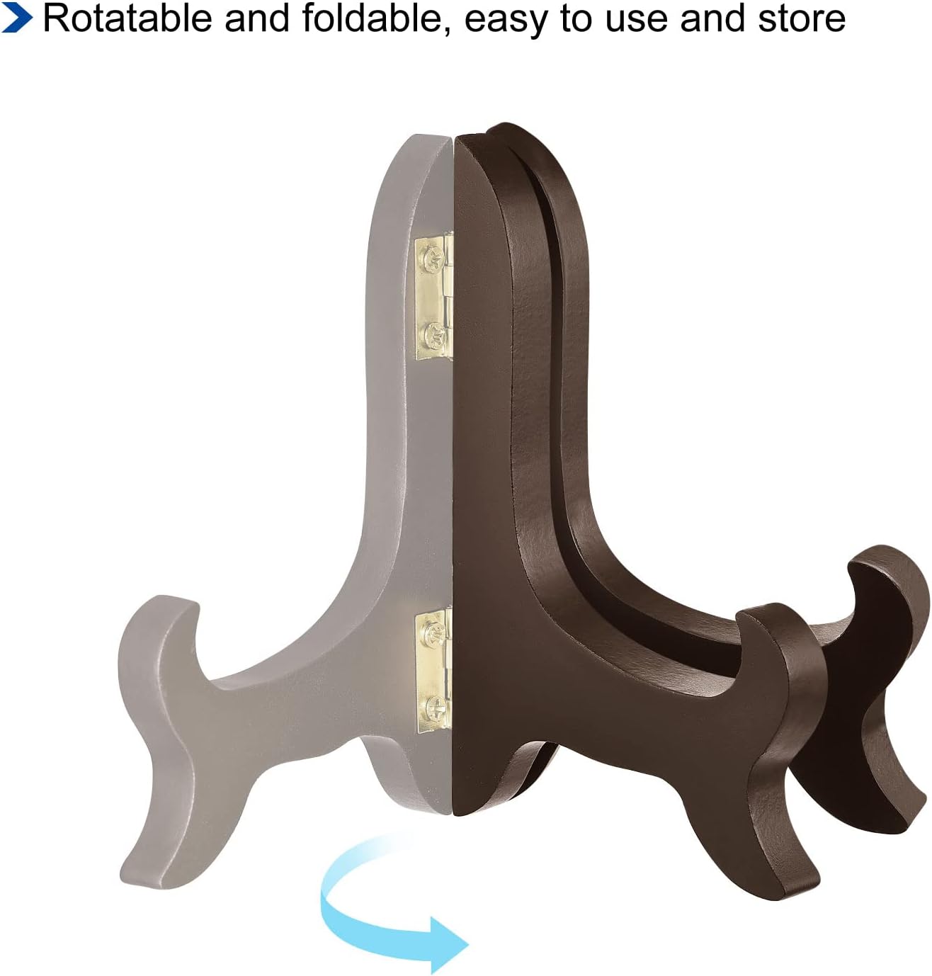 uxcell 3pcs Wooden Folding Easel Plate Holder, 4" Brown Display Stand for Decorative Picture Frame
