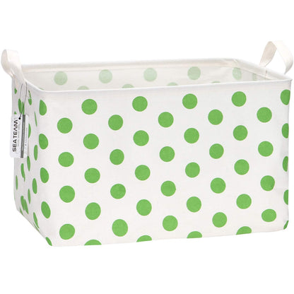 Sea Team Collapsible Canvas Storage Basket with Handles, Waterproof Rectangle Bin, Foldable Closet Organizer, 16.5 x