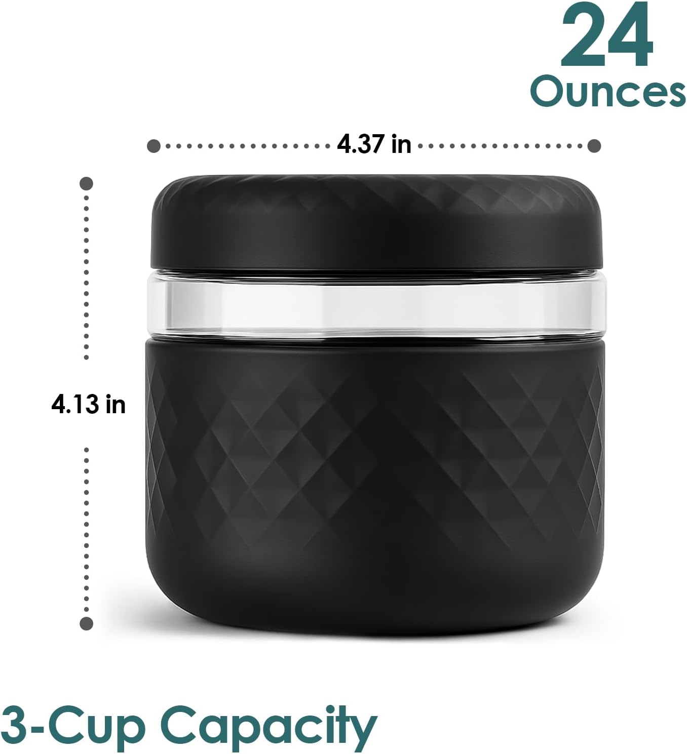 24 oz Glass Lunch Bowl Container with Lid | Leak & Spill Proof, BPA-Free, Microwave & Dishwasher Safe, Airtight Meal
