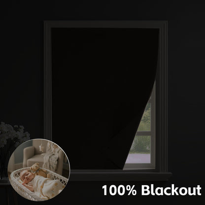 NICETOWN Grey Faux Linen 100% Blackout Blind Large Doorway Curtain Self Adhesive Drape, No Drill Easy to Install for Living Room Window Treatment, W59 x L84, 1 Panel
