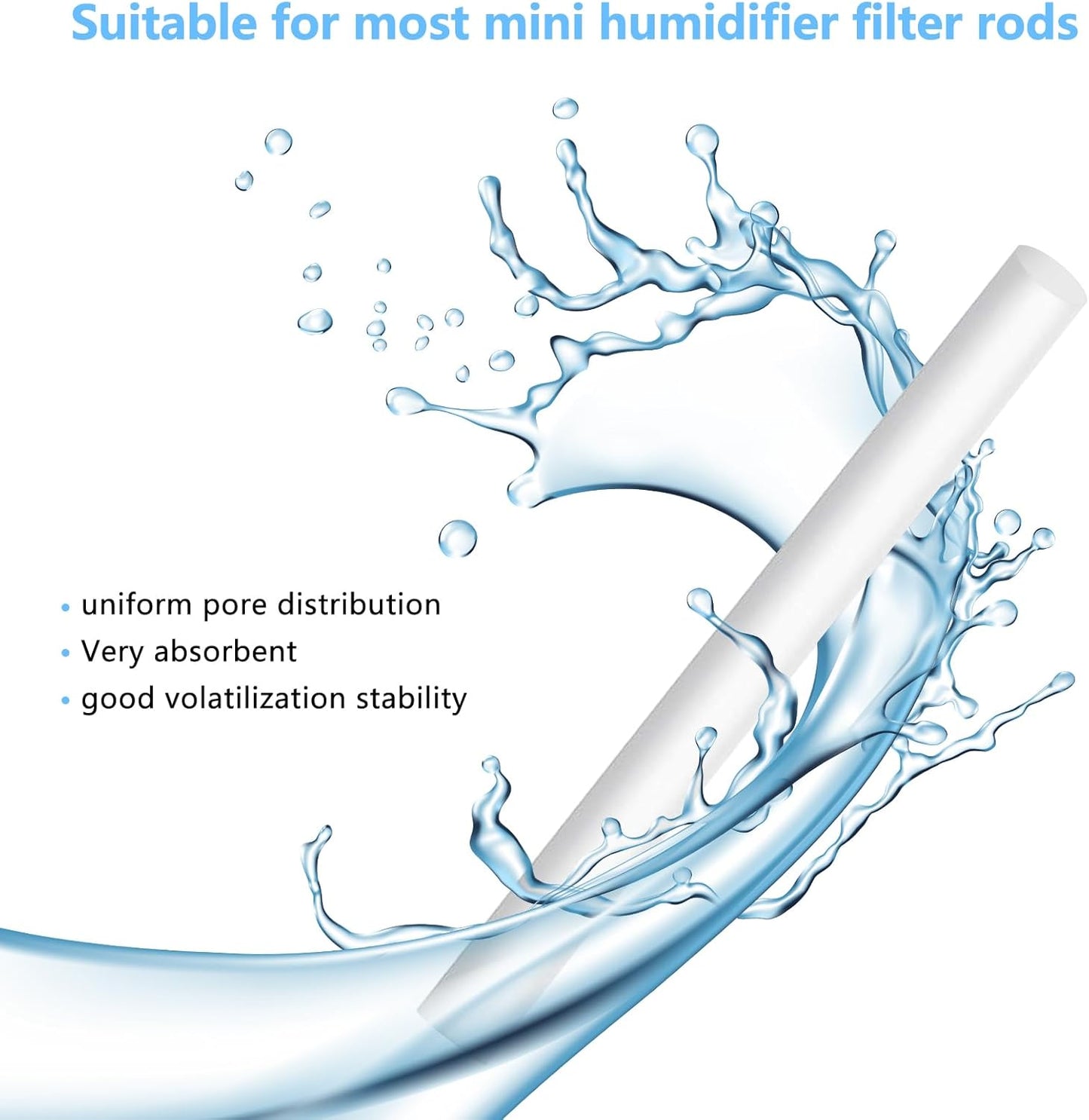 Besky 10 Pieces Small Humidifier Sticks, Filter Replacement Wick for Cool Mist Humidifiers, Portable Diffuser