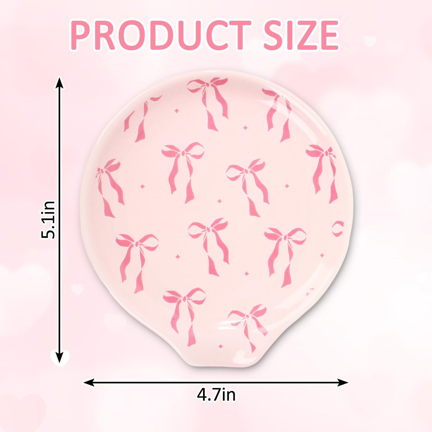 JarThenaAMCS 4.7inch Valentine's Day Pink Bow Spoon Rest Bowknot Small Coffee Ceramic Spoon Holder for Gift Coffee Stirrers Station Teaspoon Bar Stove Top Kitchen Counter Accessories