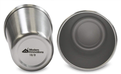 Modern Innovations 16 Ounce Stainless Steel Pint Cups - Stackable Pint Cup Tumblers For Travel – Metal Cups For Drinking Outdoors - 16 Oz Reusable Steel Cups - 5 Pack