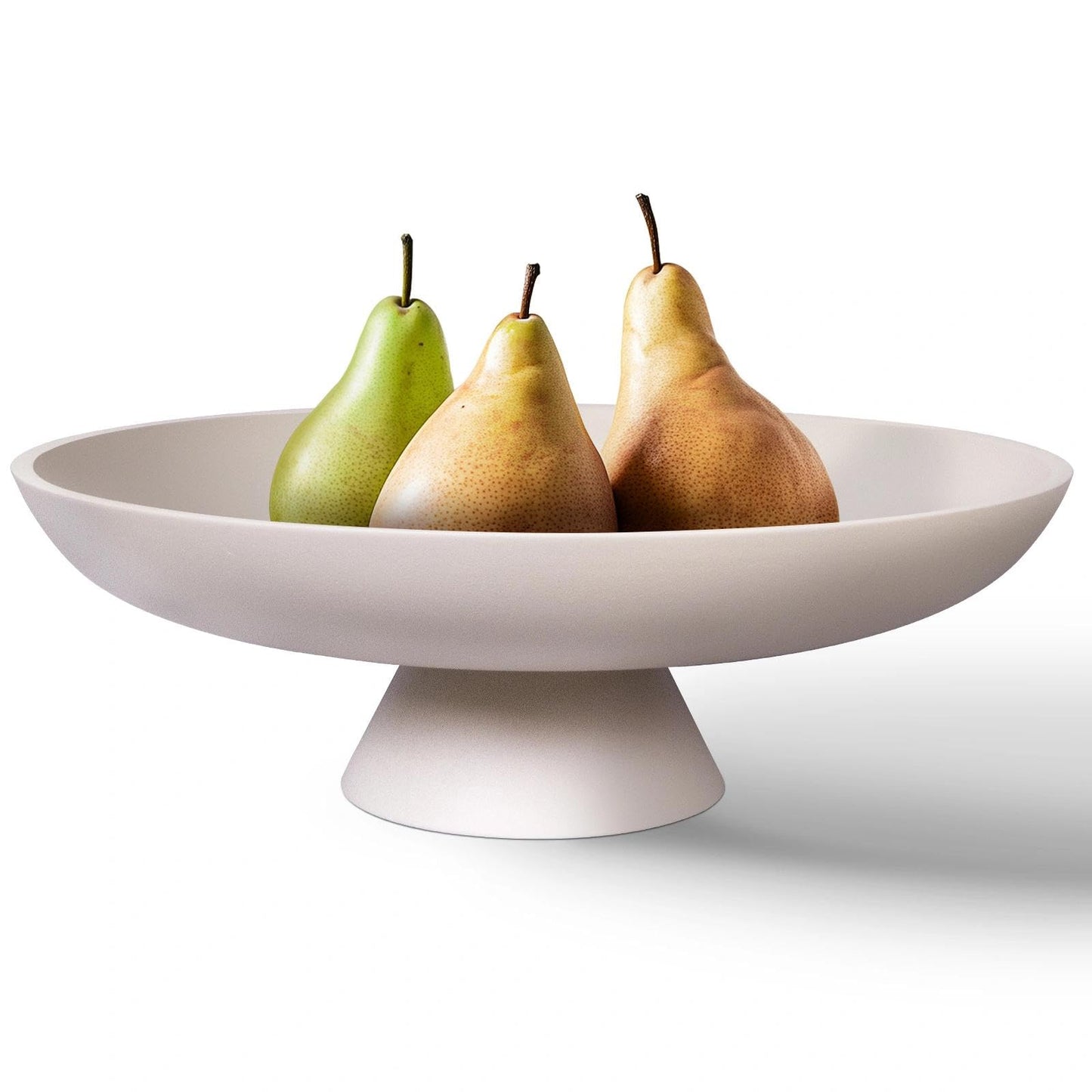 MAONAME Concrete Decorative Bowl, Large Fruit Bowl for Kitchen Countertop, White Pedestal Bowls for Home Decor, Handcrafted Key Bowls for Entry Table, 11.7"