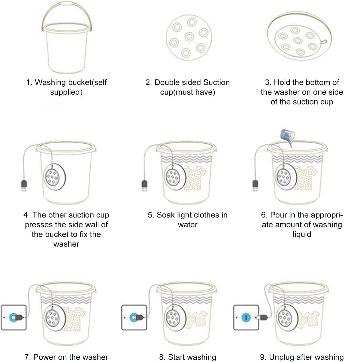 Mini USB Portable Washing Machine - Travell Washer 60W Laundry Tub for Socks and Underwear - US Plug 100-240V