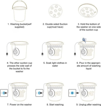 Mini USB Portable Washing Machine - Travell Washer 60W Laundry Tub for Socks and Underwear - US Plug 100-240V
