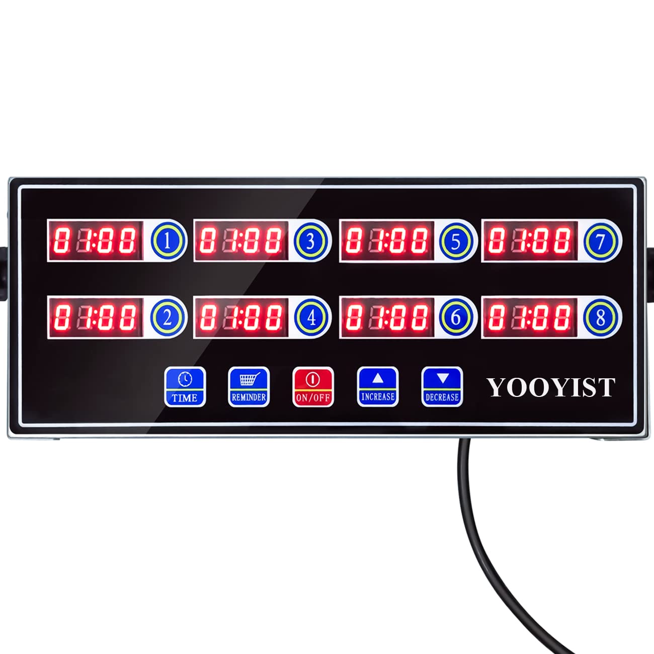 YOOYIST Precision Kitchen Timers for Cooking – 8 Channel Commercial Kitchen Timer Restaurant Kitchen Supplies – Stainless Steel Digital LED Chef Cooking Timer – Reminder Function, Loud Alarm, Black