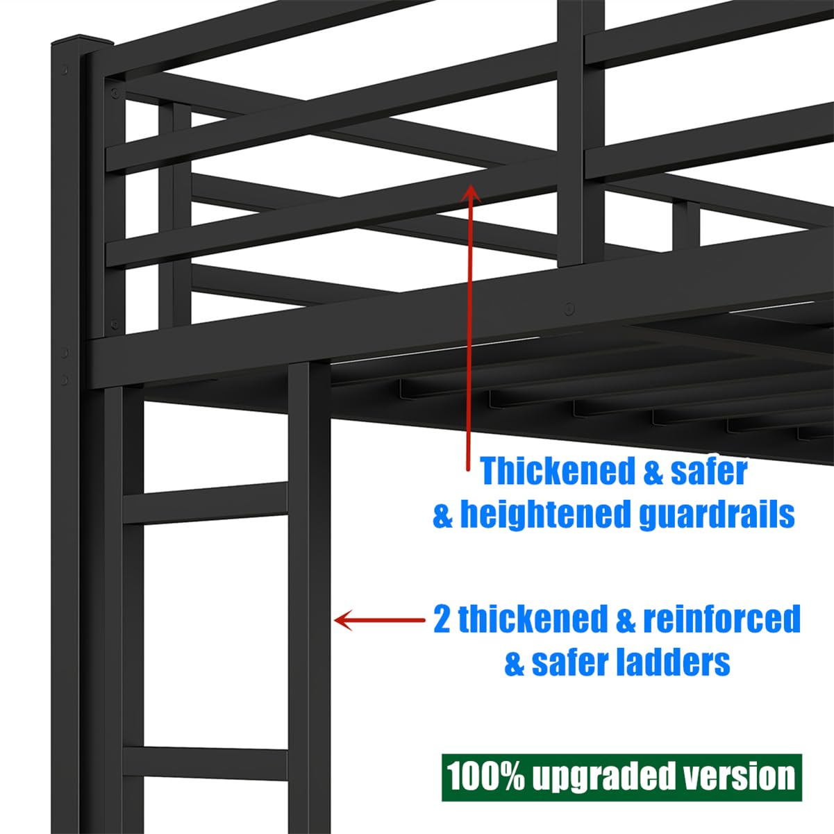 SIGONE Stronger and Safer Metal Steel Bunk Bed Frame Twin XL Over Queen Size, Heavy Duty More Stable Thickened Black Metal Bunk Queen Bed (Easier to Assemble) (Twin XL Over Queen)