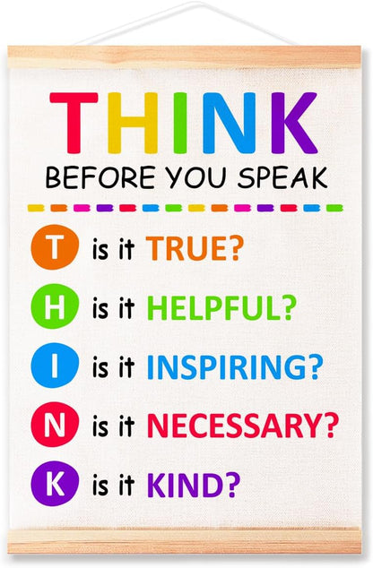 Think Before You Speak Poster - Therapy Counseling Wall Art | Mental Health Canvas Print 16x12in