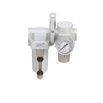 PneumaticPlus SAU420-N06G-MEP Compressed Air Filter Regulator Combo 3/4" NPT - Metal Bowl, Manual Drain, Bracket, Gauge